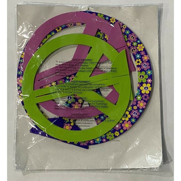 Peace Symbol Stand Up Centerpieces 3 Individual Pieces Floral Pink Green - Picture 2 of 2